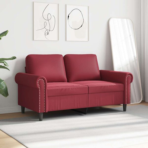2 személyes bordó műbőr kanapé 120 cm