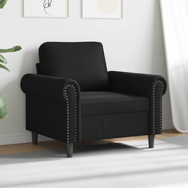 Fekete műbőr kanapéfotel 60 cm