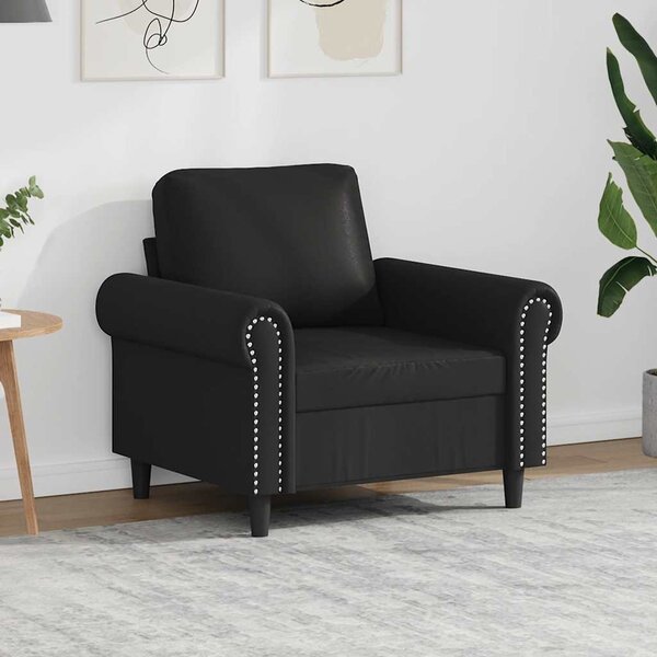 Fekete műbőr kanapéfotel 60 cm