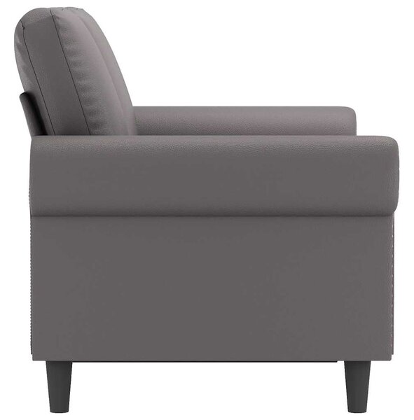 2 személyes szürke műbőr kanapé 120 cm