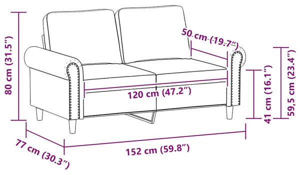 2 személyes szürke műbőr kanapé 120 cm