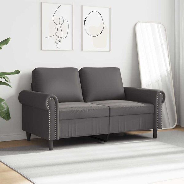 2 személyes szürke műbőr kanapé 120 cm