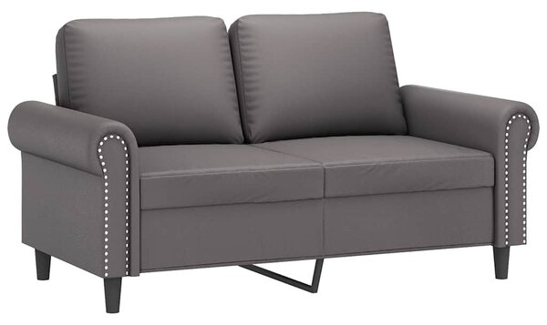 2 személyes szürke műbőr kanapé 120 cm