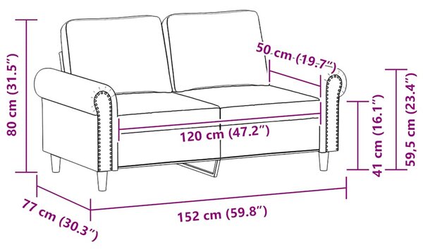 2 személyes cappuccino színű műbőr kanapé 120 cm