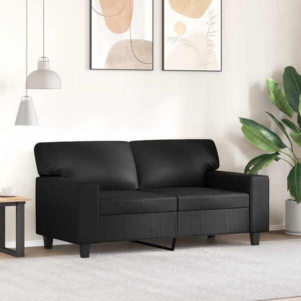 2 személyes fekete műbőr kanapé 120 cm