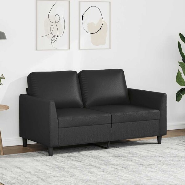 2 személyes fekete műbőr kanapé 120 cm