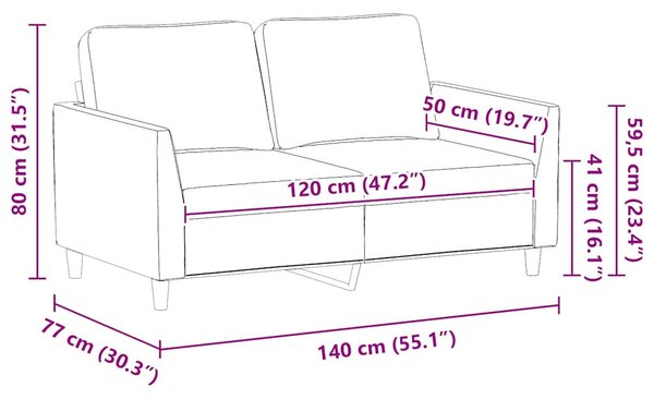 2 személyes fekete műbőr kanapé 120 cm