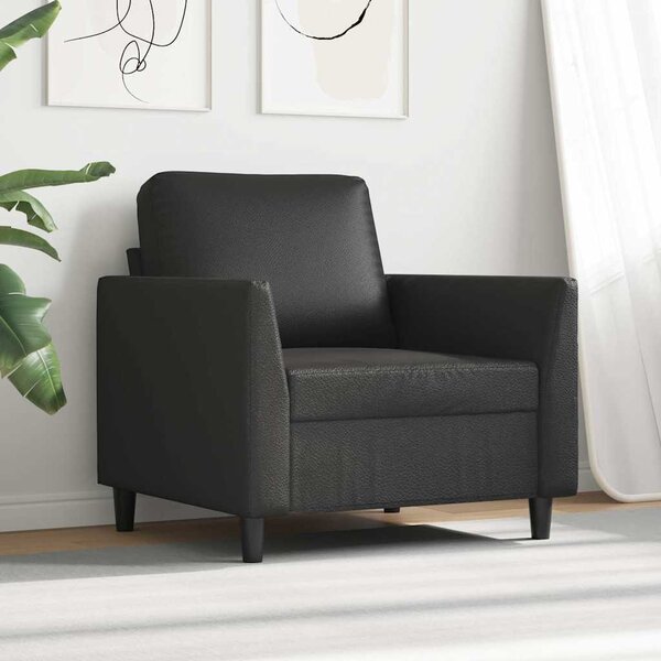 Fekete műbőr kanapéfotel 60 cm