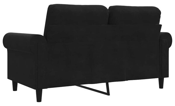 Kétszemélyes fekete bársony kanapé 120 cm