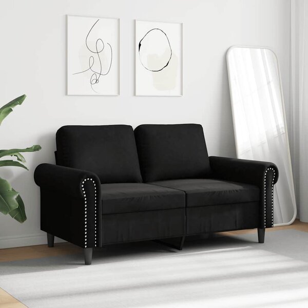 Kétszemélyes fekete bársony kanapé 120 cm