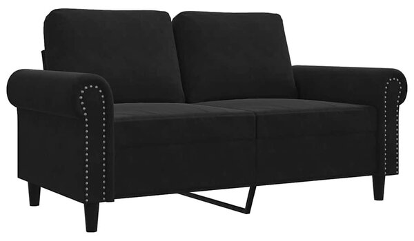 Kétszemélyes fekete bársony kanapé 120 cm