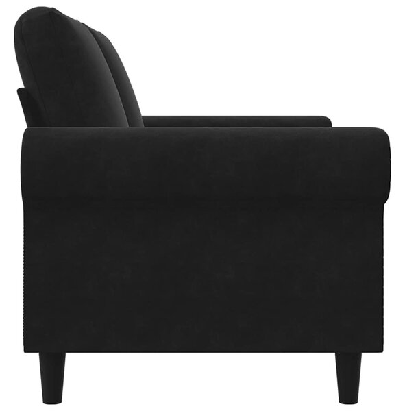 Kétszemélyes fekete bársony kanapé 120 cm