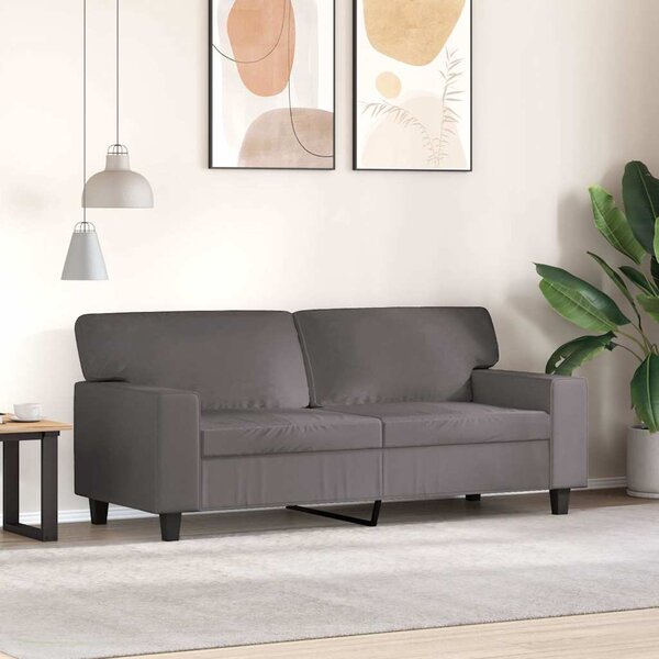 2 személyes szürke műbőr kanapé 140 cm