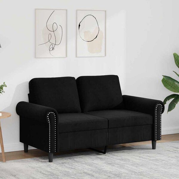 Kétszemélyes fekete bársony kanapé 120 cm