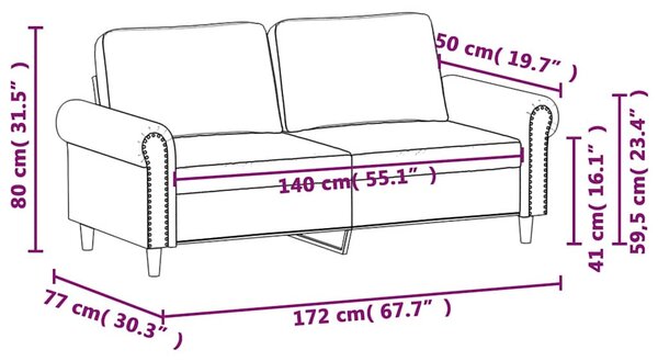Kétszemélyes sötétszürke bársony kanapé 140 cm