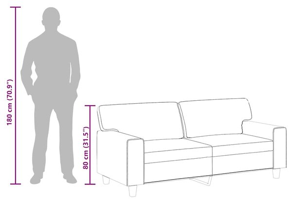 2 személyes szürke műbőr kanapé 140 cm