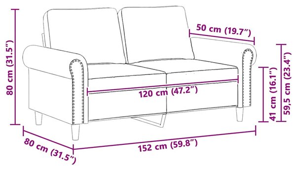 Kétszemélyes fekete bársony kanapé 120 cm