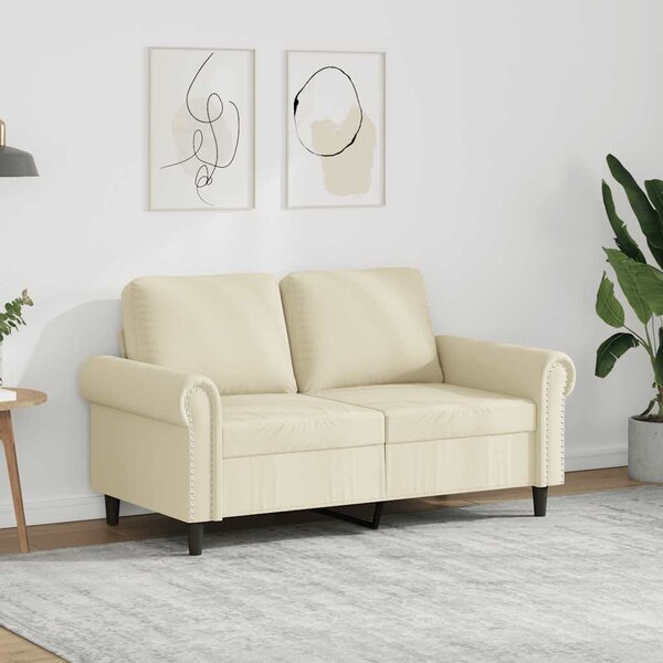 2 személyes krémszínű műbőr kanapé 120 cm