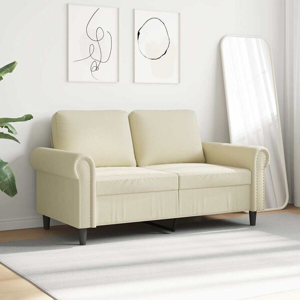 2 személyes krémszínű műbőr kanapé 120 cm
