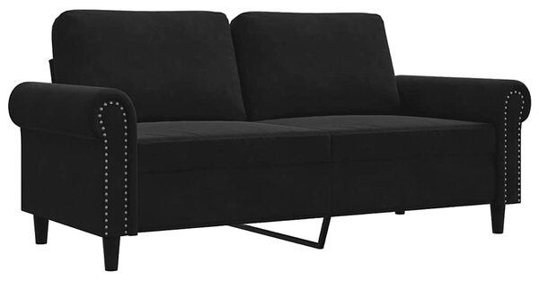 Kétszemélyes fekete bársony kanapé 140 cm