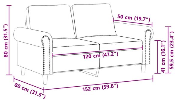 Kétszemélyes sötétszürke bársony kanapé 120 cm