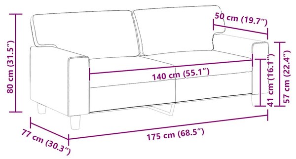 2 személyes krémszínű műbőr kanapé 140 cm