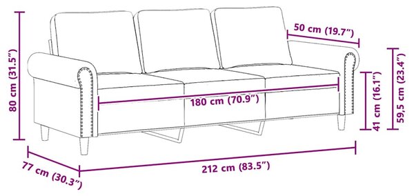 3 személyes kék bársony kanapé 180 cm