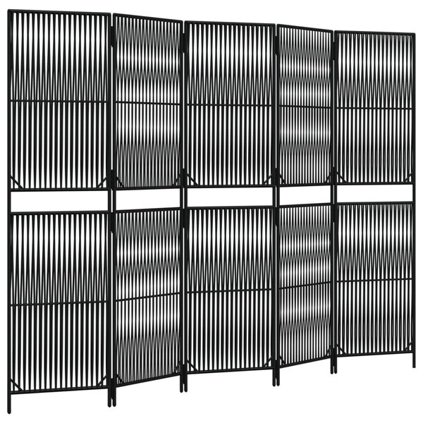 Fekete 5-paneles polyrattan térelválasztó