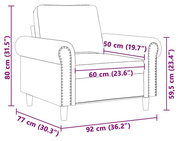 Krémszínű bársony kanapéfotel 60 cm