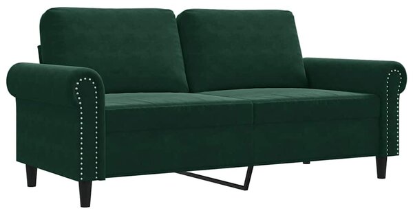 Kétszemélyes sötétzöld bársony kanapé 140 cm