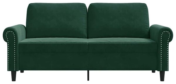 Kétszemélyes sötétzöld bársony kanapé 140 cm