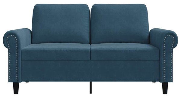 Kétszemélyes kék bársony kanapé 120 cm