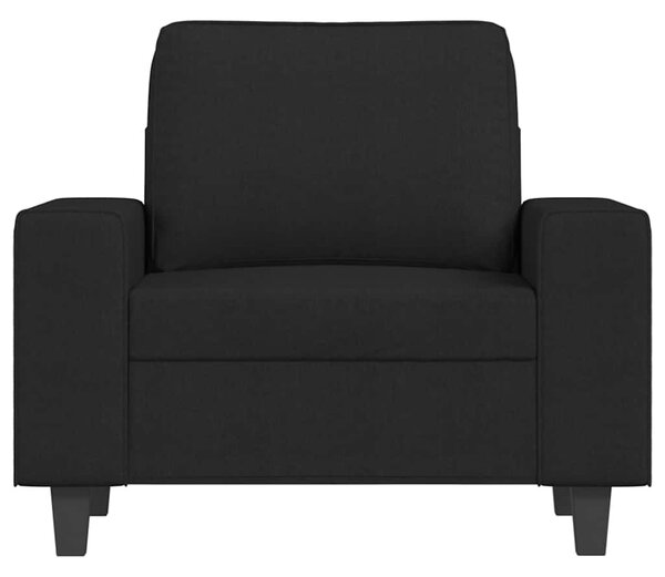Fekete szövet kanapéfotel lábtartóval 60 cm