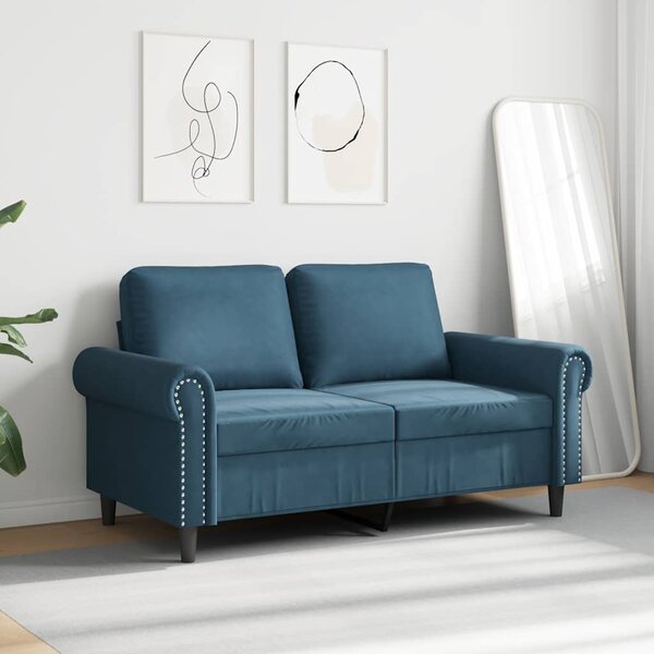 Kétszemélyes kék bársony kanapé 120 cm