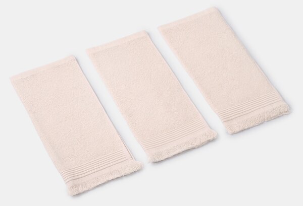Sinsay - Pamut törölköző szett rojtokkal 3 pack - krémszínű