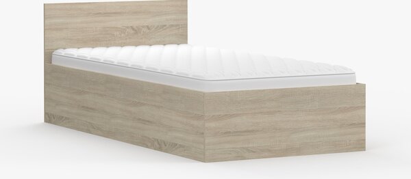 Egyszemélyes ágy 90 cm Oleg III (fehér + sonoma tölgy) (tárolóhellyel)