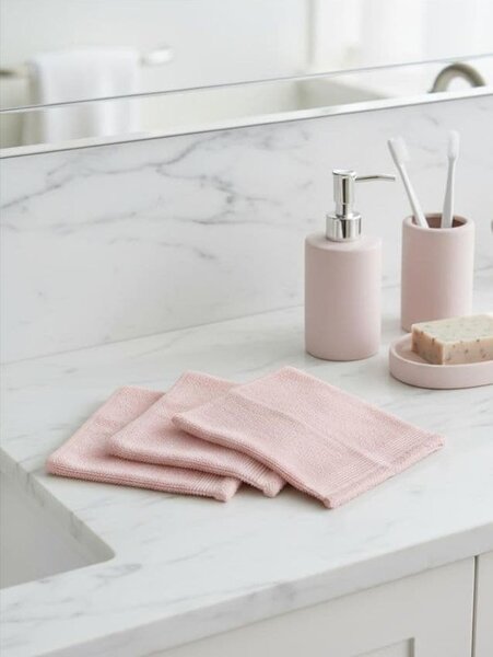 Sinsay - Pamut törölköző szett rojtokkal 3 pack - pasztellpink