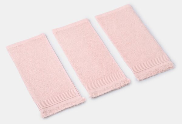 Sinsay - Pamut törölköző szett rojtokkal 3 pack - pasztellpink
