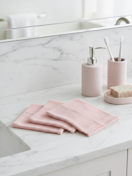 Sinsay - Pamut törölköző szett rojtokkal 3 pack - pasztellpink