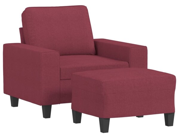 Bordó szövet kanapéfotel lábtartóval 60 cm