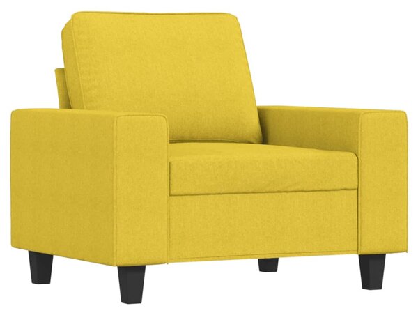 Világossárga szövet kanapéfotel lábtartóval 60 cm