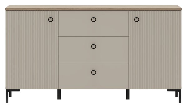 Komód, szürkésbarna Taupe/silverjack tölgy, DOMCA 2D3S