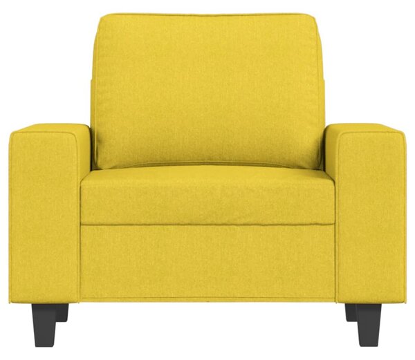 Világossárga szövet kanapéfotel lábtartóval 60 cm