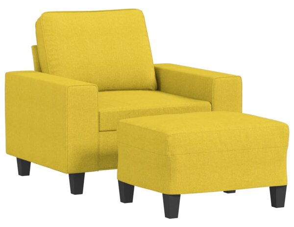 Világossárga szövet kanapéfotel lábtartóval 60 cm