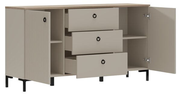 Komód, szürkésbarna Taupe/silverjack tölgy, DOMCA 2D3S