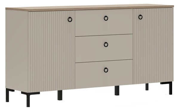 Komód, szürkésbarna Taupe/silverjack tölgy, DOMCA 2D3S