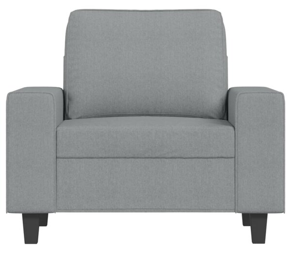 Világosszürke szövet kanapéfotel lábtartóval 60 cm