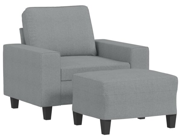 Világosszürke szövet kanapéfotel lábtartóval 60 cm