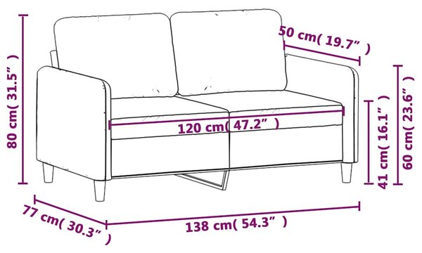Kétszemélyes sárga bársony kanapé 120 cm