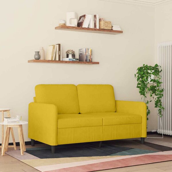 Kétszemélyes sárga bársony kanapé 120 cm